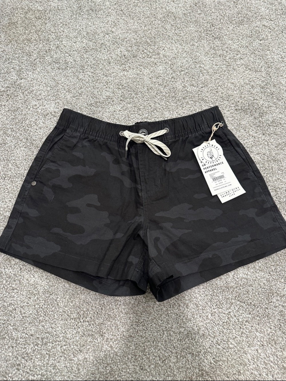 Vuori Black Camo Athletic Shorts
